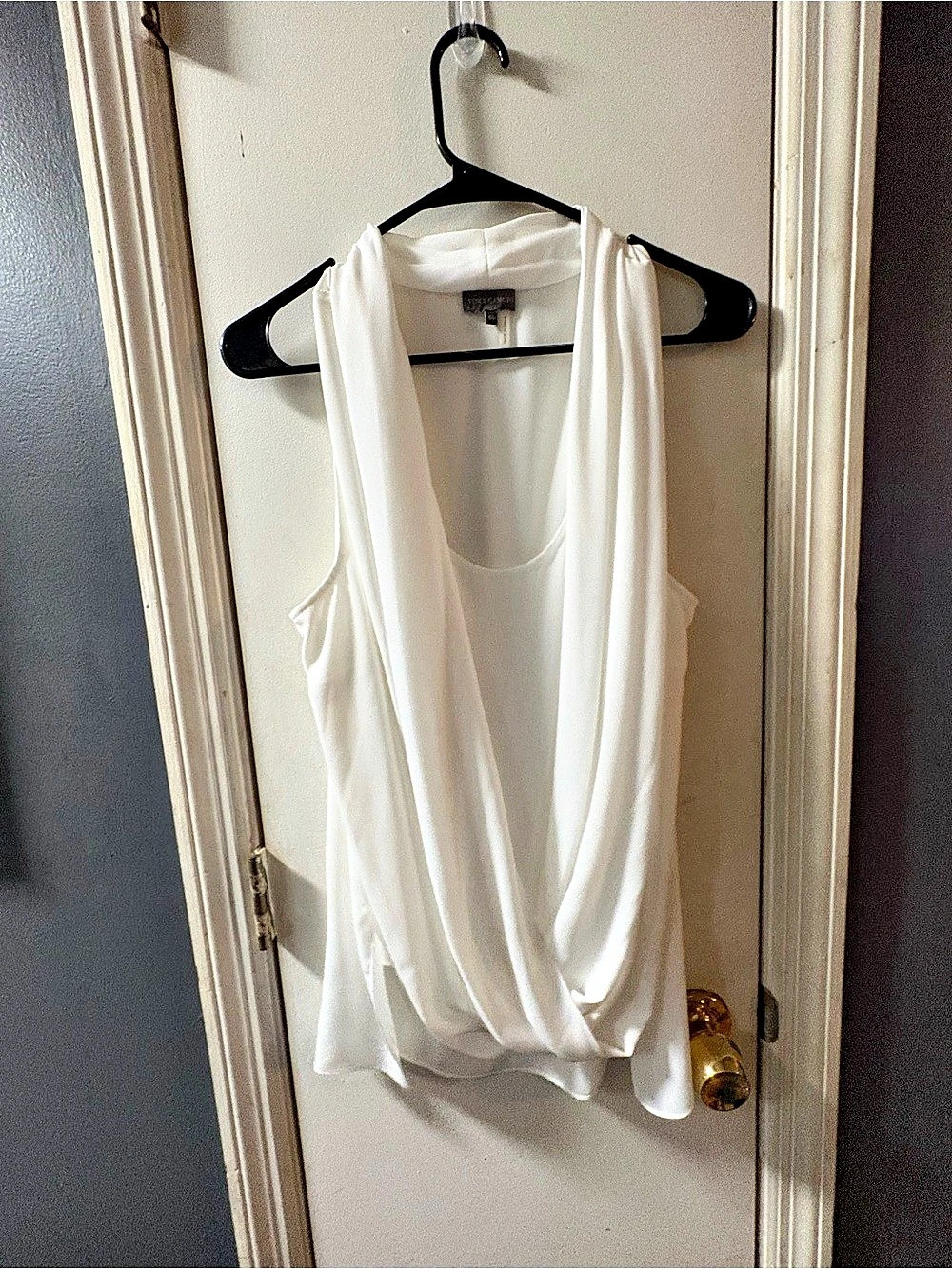 Vince Camuto Cowl Neck Sleeveless Blouse White XL